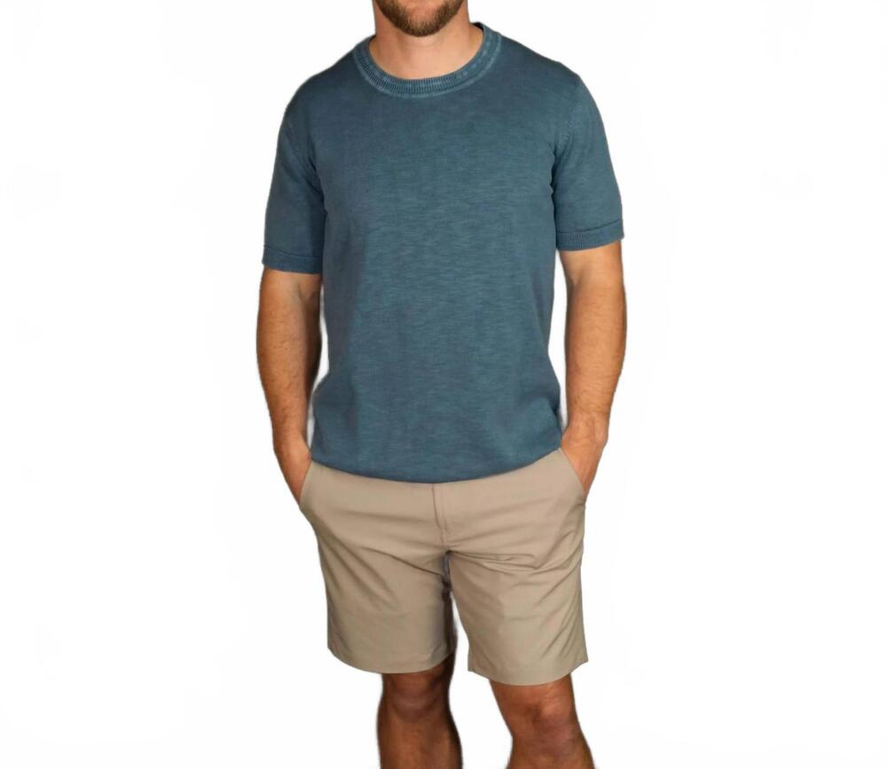 NEW STONE ROSE men's washed knit top in blue